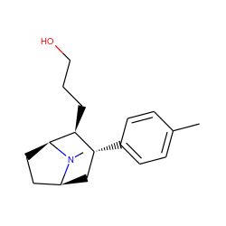 Cc1ccc([C@@H]2C[C@H]3CC[C@@H]([C@H]2CCCO)N3C)cc1 ZINC000028227305