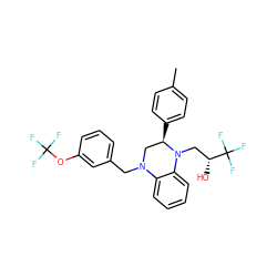 Cc1ccc([C@@H]2CN(Cc3cccc(OC(F)(F)F)c3)c3ccccc3N2C[C@@H](O)C(F)(F)F)cc1 ZINC000207728195