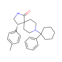 Cc1ccc([C@@H]2CNC(=O)C23CCN(C2(c4ccccc4)CCCCC2)CC3)cc1 ZINC000038147573