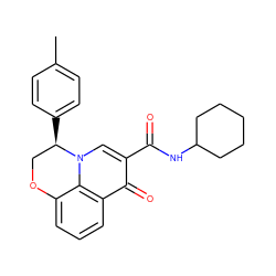 Cc1ccc([C@@H]2COc3cccc4c(=O)c(C(=O)NC5CCCCC5)cn2c34)cc1 ZINC000095555709