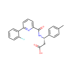 Cc1ccc([C@H](CC(=O)O)NC(=O)c2cccc(-c3ccccc3F)n2)cc1 ZINC000261138906