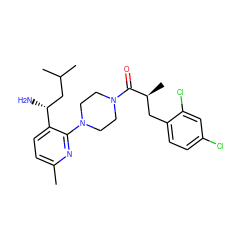 Cc1ccc([C@H](N)CC(C)C)c(N2CCN(C(=O)[C@@H](C)Cc3ccc(Cl)cc3Cl)CC2)n1 ZINC000028826799