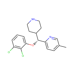 Cc1ccc([C@H](Oc2cccc(Cl)c2Cl)C2CCNCC2)nc1 ZINC000043021303