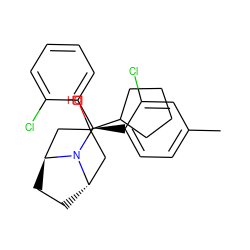 Cc1ccc([C@H](c2ccccc2Cl)N2[C@H]3CC[C@H]2CC(O)(C2CCCC2)C3)c(Cl)c1 ZINC000253668574