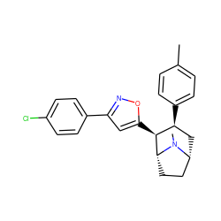 Cc1ccc([C@H]2C[C@@H]3CC[C@H]([C@H]2c2cc(-c4ccc(Cl)cc4)no2)N3C)cc1 ZINC000013532735