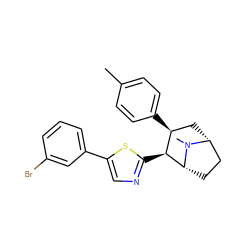 Cc1ccc([C@H]2C[C@@H]3CC[C@H]([C@H]2c2ncc(-c4cccc(Br)c4)s2)N3C)cc1 ZINC000014978615