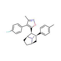 Cc1ccc([C@H]2C[C@H]3CC[C@@H]([C@H]2c2onc(C)c2-c2ccc(F)cc2)N3C)cc1 ZINC000040894282