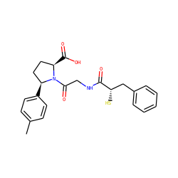 Cc1ccc([C@H]2CC[C@@H](C(=O)O)N2C(=O)CNC(=O)[C@@H](S)Cc2ccccc2)cc1 ZINC000013756733