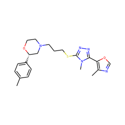 Cc1ccc([C@H]2CN(CCCSc3nnc(-c4ocnc4C)n3C)CCO2)cc1 ZINC000653802187