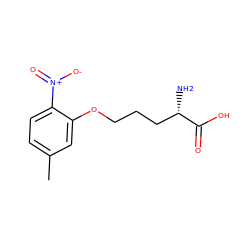 Cc1ccc([N+](=O)[O-])c(OCCC[C@H](N)C(=O)O)c1 ZINC000013780219