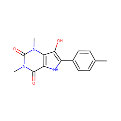 Cc1ccc(-c2[nH]c3c(=O)n(C)c(=O)n(C)c3c2O)cc1 ZINC000039212810