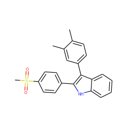 Cc1ccc(-c2c(-c3ccc(S(C)(=O)=O)cc3)[nH]c3ccccc23)cc1C ZINC000003814536