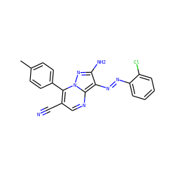 Cc1ccc(-c2c(C#N)cnc3c(N=Nc4ccccc4Cl)c(N)nn23)cc1 ZINC000252619430