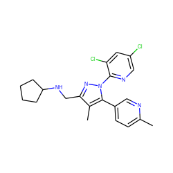 Cc1ccc(-c2c(C)c(CNC3CCCC3)nn2-c2ncc(Cl)cc2Cl)cn1 ZINC000040875056