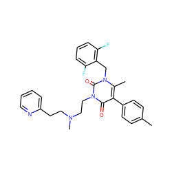 Cc1ccc(-c2c(C)n(Cc3c(F)cccc3F)c(=O)n(CCN(C)CCc3ccccn3)c2=O)cc1 ZINC000013559582