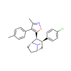 Cc1ccc(-c2c(C)noc2[C@H]2[C@@H](c3ccc(Cl)cc3)C[C@@H]3CC[C@H]2N3C)cc1 ZINC000040895777