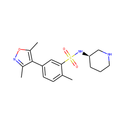 Cc1ccc(-c2c(C)noc2C)cc1S(=O)(=O)N[C@@H]1CCCNC1 ZINC000095579739