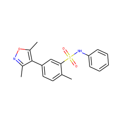 Cc1ccc(-c2c(C)noc2C)cc1S(=O)(=O)Nc1ccccc1 ZINC000064837607