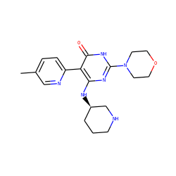 Cc1ccc(-c2c(N[C@@H]3CCCNC3)nc(N3CCOCC3)[nH]c2=O)nc1 ZINC001772624198