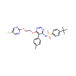 Cc1ccc(-c2c(NS(=O)(=O)c3ccc(C(C)(C)C)cc3)ncnc2OCCOc2ncc(Cl)cn2)cc1 ZINC000001542086