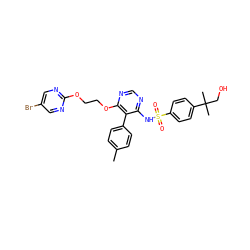 Cc1ccc(-c2c(NS(=O)(=O)c3ccc(C(C)(C)CO)cc3)ncnc2OCCOc2ncc(Br)cn2)cc1 ZINC000008576535