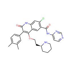 Cc1ccc(-c2c(OCC[C@@H]3CCCCN3)c3cc(C(=O)Nc4ccncn4)c(Cl)cc3[nH]c2=O)cc1C ZINC000029465665