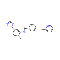 Cc1ccc(-c2c[nH]cn2)cc1NC(=O)c1ccc(OCc2ccccn2)cc1 ZINC000084690532