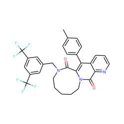 Cc1ccc(-c2c3n(c(=O)c4ncccc24)CCCCCN(Cc2cc(C(F)(F)F)cc(C(F)(F)F)c2)C3=O)cc1 ZINC000027318892