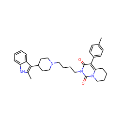 Cc1ccc(-c2c3n(c(=O)n(CCCCN4CCC(c5c(C)[nH]c6ccccc56)CC4)c2=O)CCCC3)cc1 ZINC000045245390