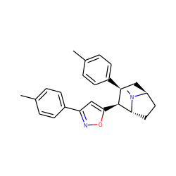 Cc1ccc(-c2cc([C@H]3[C@@H](c4ccc(C)cc4)C[C@H]4CC[C@H]3N4C)on2)cc1 ZINC000100863686