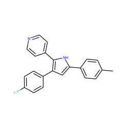 Cc1ccc(-c2cc(-c3ccc(F)cc3)c(-c3ccncc3)[nH]2)cc1 ZINC000027718293