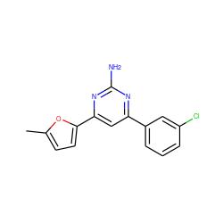 Cc1ccc(-c2cc(-c3cccc(Cl)c3)nc(N)n2)o1 ZINC000071977607