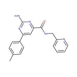 Cc1ccc(-c2cc(C(=O)NCc3ccccn3)nc(N)n2)cc1 ZINC000045348644