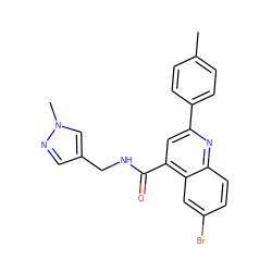 Cc1ccc(-c2cc(C(=O)NCc3cnn(C)c3)c3cc(Br)ccc3n2)cc1 ZINC000002503255