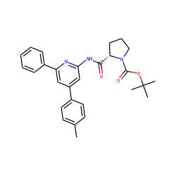 Cc1ccc(-c2cc(NC(=O)[C@@H]3CCCN3C(=O)OC(C)(C)C)nc(-c3ccccc3)c2)cc1 ZINC000118626569