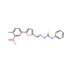 Cc1ccc(-c2ccc(/C=N/NC(=S)Nc3ccccc3)o2)cc1[N+](=O)[O-] ZINC000013858346