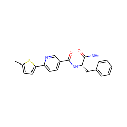 Cc1ccc(-c2ccc(C(=O)N[C@@H](Cc3ccccc3)C(N)=O)cn2)s1 ZINC000198997220