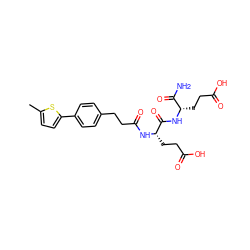 Cc1ccc(-c2ccc(CCC(=O)N[C@@H](CCC(=O)O)C(=O)N[C@@H](CCC(=O)O)C(N)=O)cc2)s1 ZINC000144353472