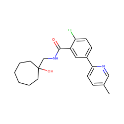 Cc1ccc(-c2ccc(Cl)c(C(=O)NCC3(O)CCCCCC3)c2)nc1 ZINC000043119300