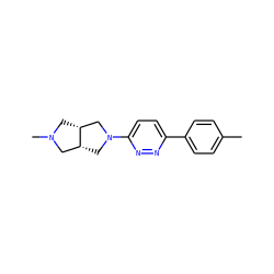 Cc1ccc(-c2ccc(N3C[C@@H]4CN(C)C[C@@H]4C3)nn2)cc1 ZINC000040974954