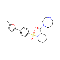 Cc1ccc(-c2ccc(S(=O)(=O)N3CCCC[C@H]3C(=O)N3CCCNCC3)cc2)o1 ZINC000040420715