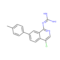 Cc1ccc(-c2ccc3c(Cl)cnc(N=C(N)N)c3c2)cc1 ZINC000026974480