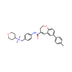 Cc1ccc(-c2ccc3c(c2)C=C(C(=O)Nc2ccc(C[N+](C)(C)C4CCOCC4)cc2)CCO3)cc1 ZINC000013808550