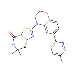 Cc1ccc(-c2ccc3c(c2)N(C2=N[C@@H]4CC(C)(C)NC(=O)[C@@H]4S2)CCO3)nn1 ZINC000095565925