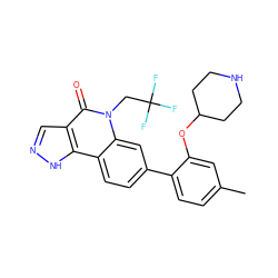 Cc1ccc(-c2ccc3c4[nH]ncc4c(=O)n(CC(F)(F)F)c3c2)c(OC2CCNCC2)c1 ZINC000205508462