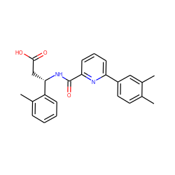 Cc1ccc(-c2cccc(C(=O)N[C@@H](CC(=O)O)c3ccccc3C)n2)cc1C ZINC000261184788