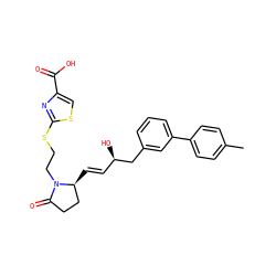 Cc1ccc(-c2cccc(C[C@H](O)/C=C/[C@H]3CCC(=O)N3CCSc3nc(C(=O)O)cs3)c2)cc1 ZINC000084668935