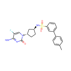 Cc1ccc(-c2cccc(S(=O)(=O)N[C@H]3CC[C@H](n4cc(F)c(N)nc4=O)C3)c2)cc1 ZINC000049033132