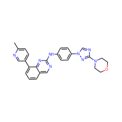 Cc1ccc(-c2cccc3cnc(Nc4ccc(-n5cnc(N6CCOCC6)n5)cc4)nc23)cn1 ZINC000071316408