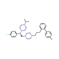 Cc1ccc(-c2ccccc2CCCN2CCN(C[C@@H](c3ccc(F)cc3)N3CCN(C(C)C)CC3)CC2)cc1 ZINC000028646392